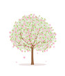 Blooming tree on white background. Flat style, vector illustration. 