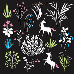 Naklejka na meble floral set, vector botany illustrations