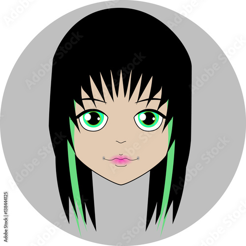 Cheerful Face Dolls With Short Black Hair And Big Green Eyes Buy