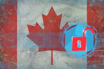 Sticker - Canada network unprotected. Net defense concept.