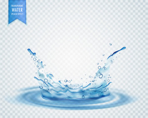  niebieski plusk wody z wsady na przezroczystym tle