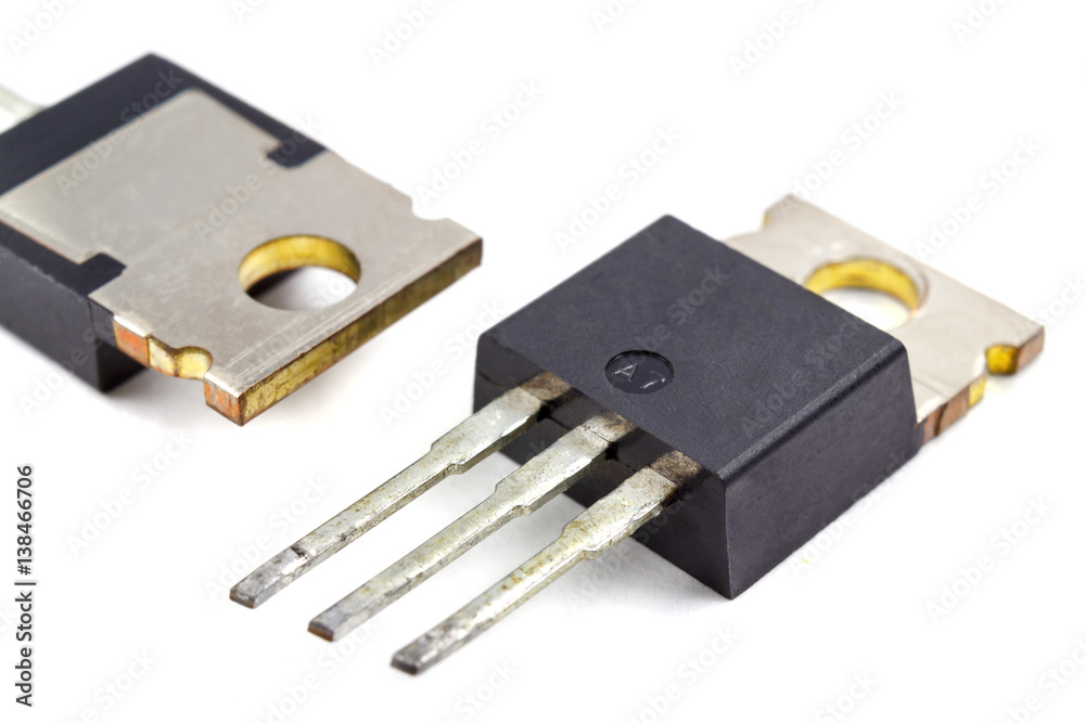 Set of power transistors on a white background Stock Photo | Adobe Stock