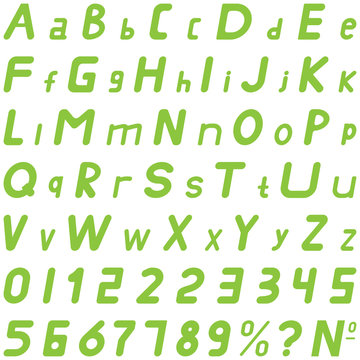 Green fonts soft sloping style hand work for commerce use.
