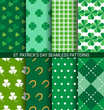 Set of abstract Shamrock seamless patterns for St. Patrick's Day card