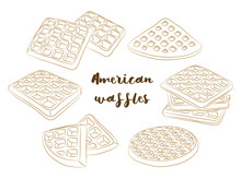 Vector Illustration Of Various American Waffles.