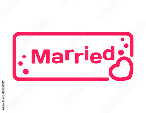 Married Badge With Heart Icon Flat Vector Illustration On White
