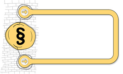 Poster - Yellow frame for text and hand written paragraph mark