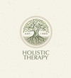 Holistic Therapy Tree With Roots On Organic Paper Background. Natural Eco Friendly Medicine Vector Concept