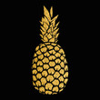 pineapple gold illustration isolated on white background. Design elements for logo, label, emblem, sign, menu.