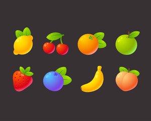 Poster - Bright cartoon fruit set