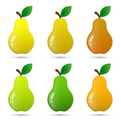 Wall Mural - Pear fruit icon set, vector isolated illustration.