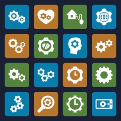 Set of 16 gear filled icons