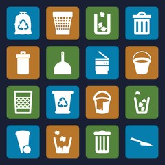 Wall Mural - Set of 16 trash filled icons