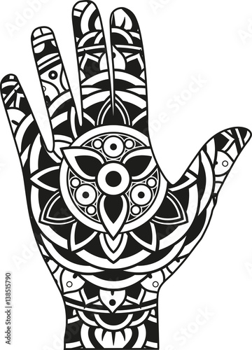 Download Vector illustration of a mandala hand silhouette - Buy ...