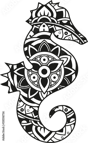 Download Vector illustration of a mandala Seahorse silhouette - Buy ...