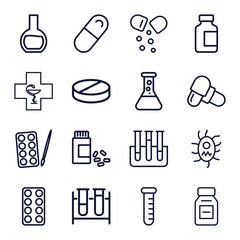 Wall Mural - Set of 16 pharmaceutical outline icons