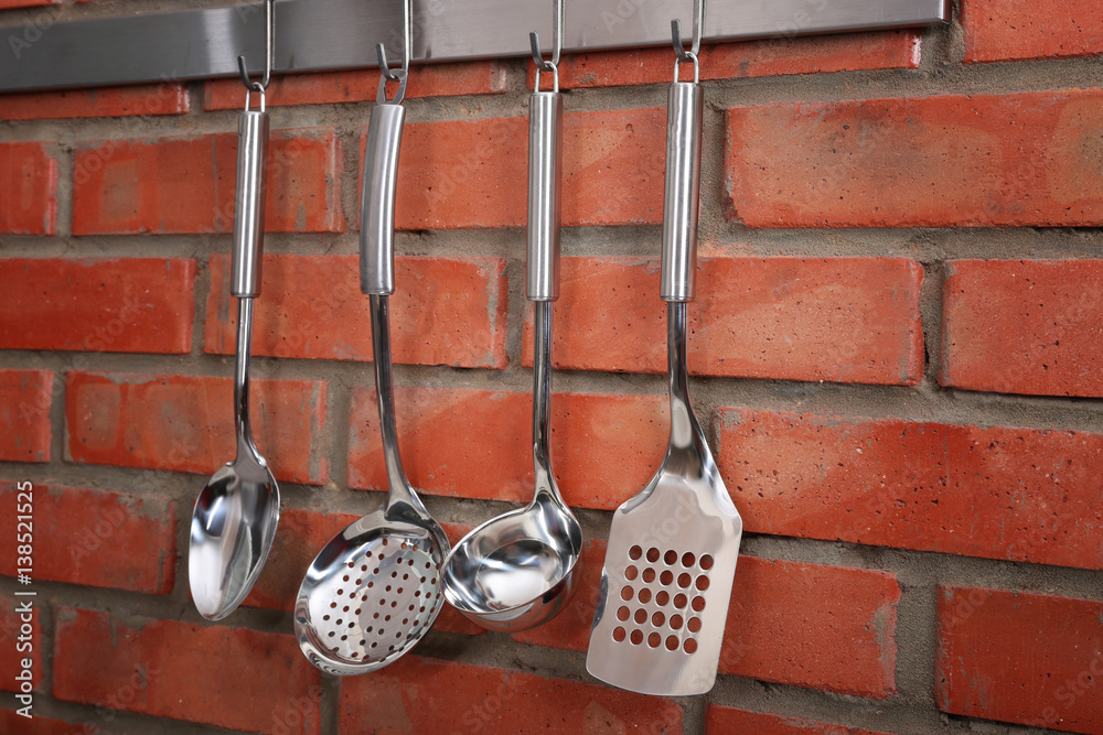 Set of utensils on kitchen