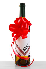 Canvas Print - Decorated wine bottle on white background