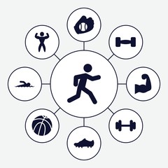 Poster - Set of 9 athletic filled icons