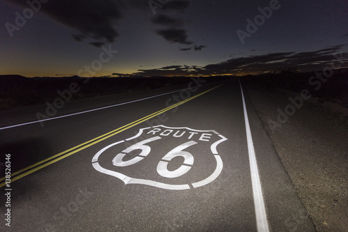 Route 66 pavement sign in t...