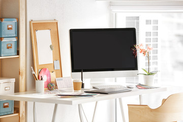 Canvas Print - Modern workplace of designer with modern devices