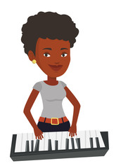 Canvas Print - Woman playing piano vector illustration.