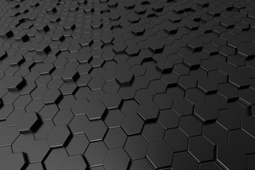Poster - Abstract black hexagon background 3d