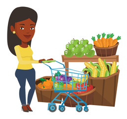 Canvas Print - Customer with shopping cart vector illustration.