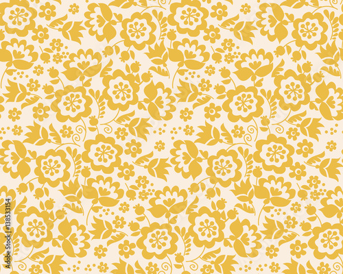 Retro Style Summer Flower Seamless Pattern In Pastel Color Floral Folk Simple Design For Retro Style Summer Flower Seamless Pattern In Pastel Color Floral Folk Simple Design For
