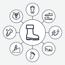 Set Of 9 Walking Outline Icons