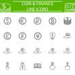 © amin268 - Coins line pictograms package, finance symbols collection, business vector sketches, logo illustrations, economy linear icon set isolated on white background, eps 10.