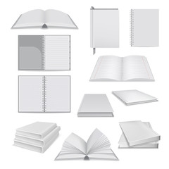 Poster - Book notepad mockup set, realistic style