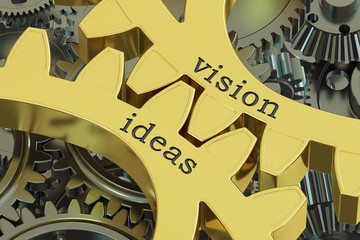 Poster - vision ideas concept on the gearwheels, 3d rendering