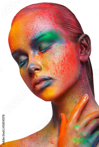 Creative art of make up, fashion model closeup portrait