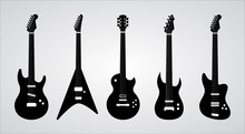 Guitar Silhouettes Set. Vector Ilustration