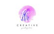 HH Watercolor Letter Logo Design with Purple Brush Stroke.