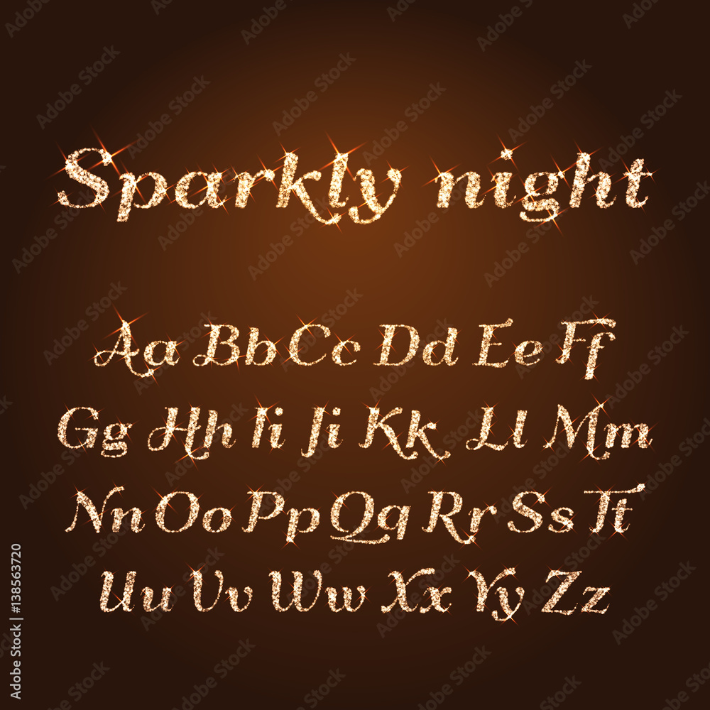 Bling Lettering Vector shining luxury beautiful calligraphic gold alphabet font set of ...