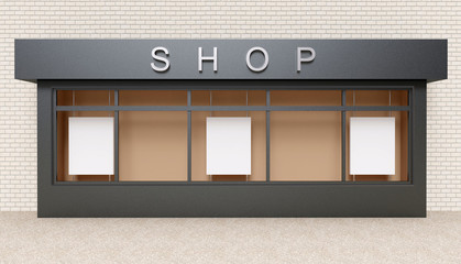 Wall Mural - showcase on street, mock up. 3d rendering