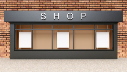 Wall Mural - showcase on street, mock up. 3d rendering