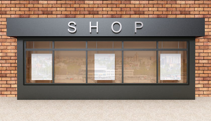 Wall Mural - showcase on street, mock up. 3d rendering