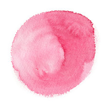 Pastel Pink Circle Painted In Watercolor On Clean White Background