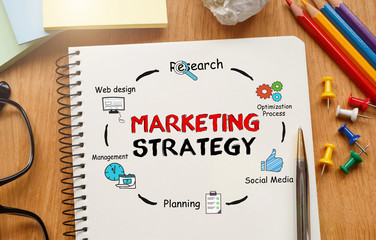 Poster - notebook with toolls and notes about marketing strategy