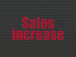 advertising concept: sales increase on wall background