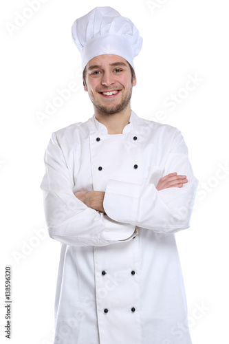 Fotografie, Obraz Koch jung Azubi Ausbildung Auszubildender kochen Beruf Freisteller