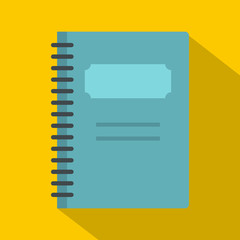 Poster - Blue closed spiral notebook icon, flat style