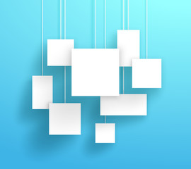 Poster - Vector 3d White Boxes Hanging With A Blue Background