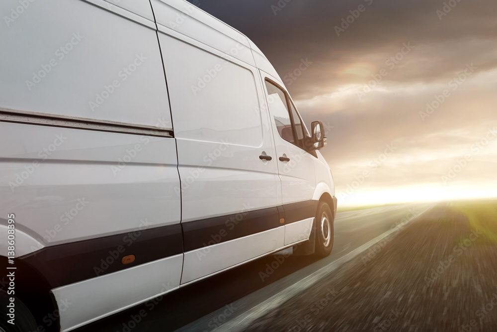 Delivery van at sunset Stock Photo | Adobe Stock