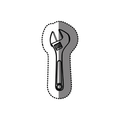 sticker monochrome line contour of wrench tool vector illustration