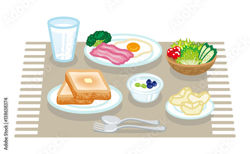 朝食セット 配膳 洋食 ランチョンマット Breakfast Set Stock Vector Adobe Stock