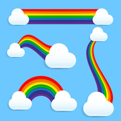 Poster - Colorful rainbow element with cloud on blue background vector illustration eps 10 001
